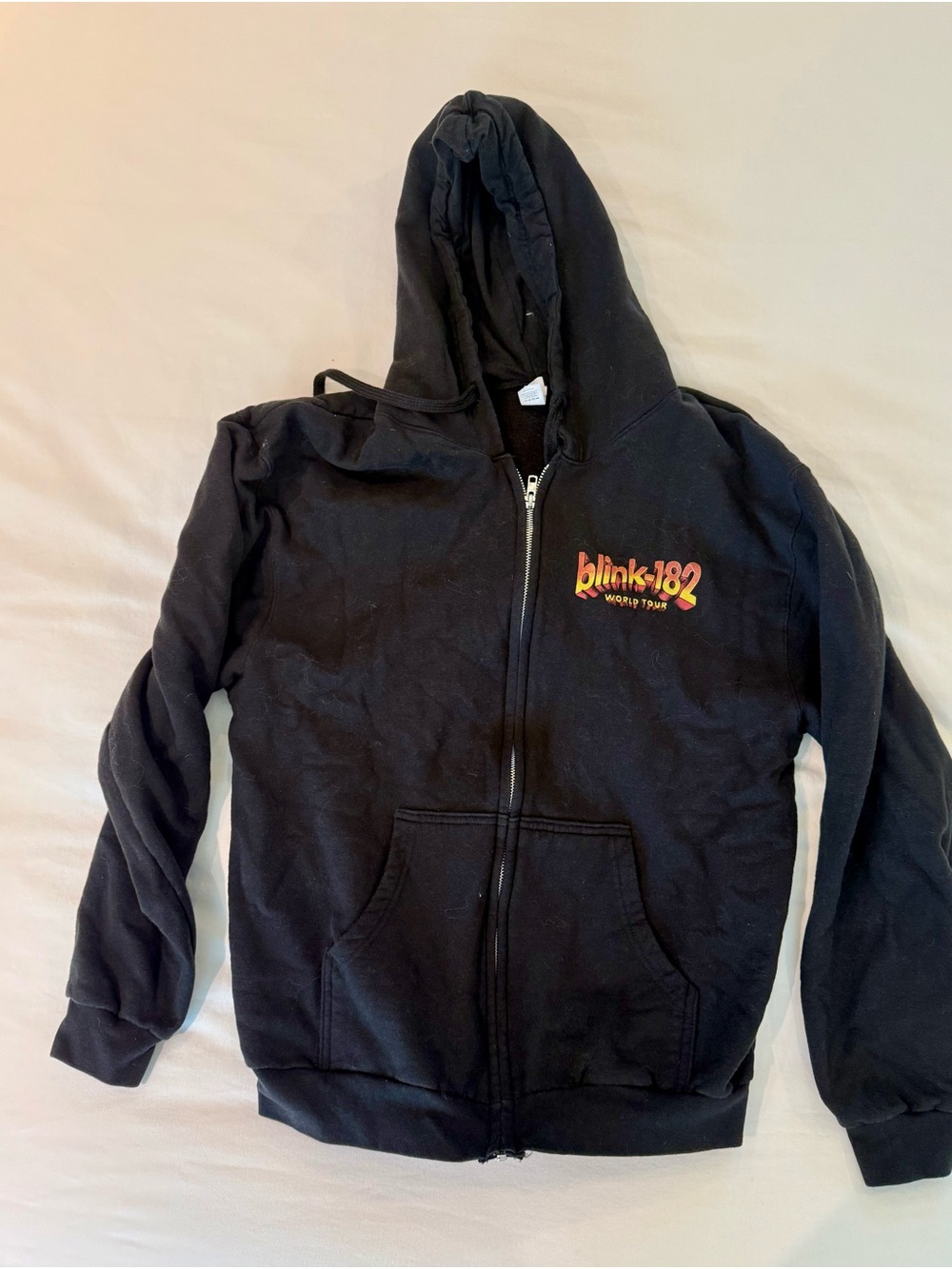 Blink-182 Black 2023-2014 World Tour Zip-Up Hoodie with Yellow/Red Logo - Picture 6 of 6
